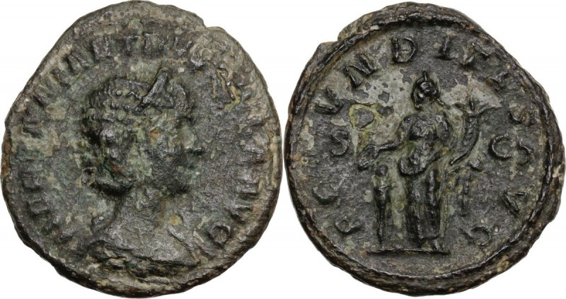 Herennia Etruscilla, wife of Trajan Decius (249-251 AD). AE As, 251 AD. Draped b...