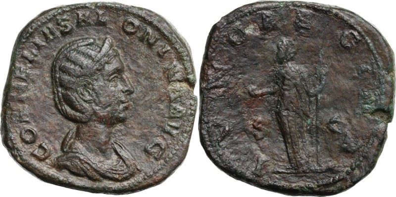 Salonina, wife of Gallienus (died 268 AD). AE Sestertius, 255-256. Bust right, d...