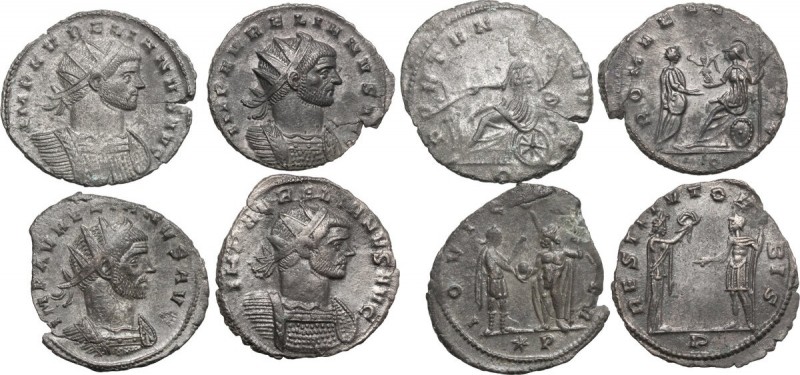 Aurelian (270-275). Lot of four (4) unclassified BI Antoniniani. BI. Good VF:Abo...