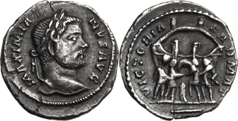 Maximian (286-310). AR 19 mm, 298-299, Trier mint. Head right, laureate. / Diocl...