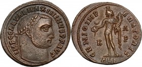 Maximinus II Daia (308-313). AE Follis, AD 311, Alexandria mint. Head right, laureate. / Genius standing left, wearing modius on head and chlamys over...