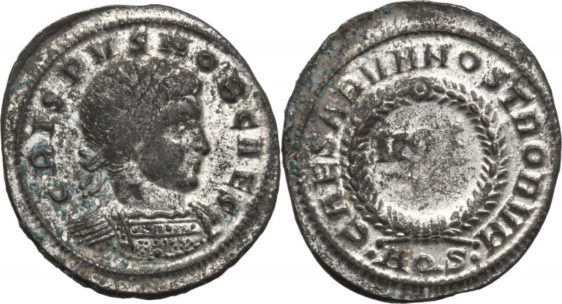 Crispus (317-326). AE 21 mm, 321 AD, Aquiliea mint. Bust right, laureate, cuiras...