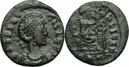 Aelia Flacilla, wife of Theodosius I (died in 386 AD). AE 13 mm. Heraclea mint. AEL FLACCILLA AVG. Pearl-diademed and draped bust right. / [SALVS REI]...