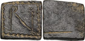 Byzantine Square Weight for 1 Nomisma, 5th-6th century. AE. 4.40 g. 14.00 mm. About EF.