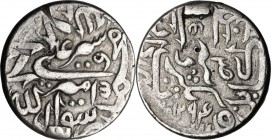 Afghanistan. Barakzai, Sher 'Ali (AH 1280-1296 / AD 1863-1879). AR Rupee, Kabul, AH 1294 (1877). Kalima , name and titles, AH date. / Mint and julus f...