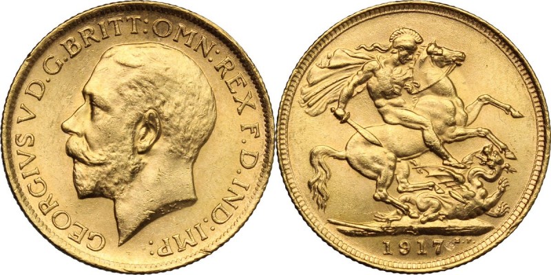 Australia. George V (1910-1936). Sovereign 1917, Sidney mint. Fried. 38. AV. 22....