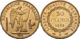 France. Third republic (1870-1940). AV 20 Francs 1895 A, Paris mint. Gad. 1063; Fried. 592. AV. 21.00 mm. About EF/EF.