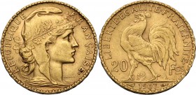 France. Third republic (1870-1940). 20 Francs 1907. Fried. 596a; Gad. 1064a. AV. 21.00 mm. Good VF.
