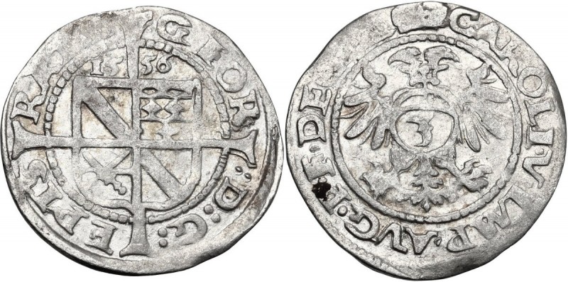 Germany. Georg von Pappenheim, Bishop of Regensburg (1548-1563). AR 3 Kreuzer, 1...