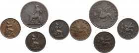 Greece. Ionian Islands. British administration. Lot of four (4) coins: 2 Lepta 1819, Lepton 1834, 1851 and 1853. KM 31 and 34. AE. 16.00 mm.