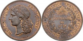 France. Republic. CU Medal for the Universal Exposition 1889 (CENTENAIRE DE 1789). KM 67, 68, 69 and 70. CU. 33.00 mm. About EF.