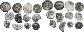 The Roman Republic. Lot of twelve (12) AR coins (Denarii, Victoriati and Quinari), one fourrée. Some broken. AR/AE.