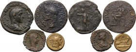 Lot of four (4) AE coins: C. Servilius M.f. Quadrans, Augustus Dupondius, Aurelian and Vaballathus Tetradrachm, Volusian Sestertius. AE.