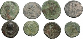 The Roman Empire. Multiple lot of 4 unclassified AE denominations; including: Domitian, Marcus Aurelius and Faustina II. 1st-2nd century. AE. VF:About...