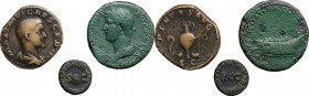 The Roman Empire. Multiple lot of 3 unclassified AE denominations; including: Hadrian, Maximus and Caligula. 1st-3rd century. AE. VF:About VF.