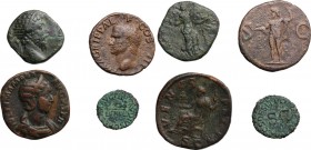 The Roman Empire. Multiple lot of 4 unclassified AE denominations; including: Agrippa, Claudius, Marcus Aurelius and Julia Mamaea. 1st-3rd century. AE...