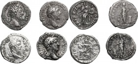 The Roman Empire. Multiple lot of 4 unclassified AR Denarii; including: Septimius Severus, Marcus Aurelius, Antoninus Pius, Hadrian. 2nd-3rd century. ...