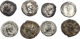 The Roman Empire. Lot of 4 unclassified AR denominations; including: Caracalla, Hadrian, Domitian and Gordian III. 2nd-3rd century. AR. About VF:Good ...
