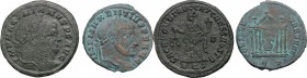The Roman Empire. Lot of two (2) AE Folles of Maximinus and Maxentius. AE. About VF:VF.