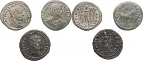 The Roman Empire. Multiple lot of 3 unclassified AE denominations; including Julian II, Diocletian, Maximian. 3rd-4th century. AE. About EF:About VF.