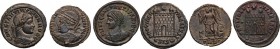 The Roman Empire. Temp. of Constantine I. Lot of three (3) AE coins. AE. About EF:EF.