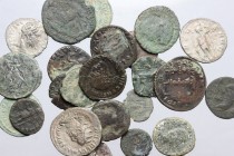 The Roman Empire. Multiple lot of twenty-three (23) unclassified coins, mostly AE, including three (3) silver pieces. AE/AR. F:About VF.