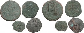 The Byzantine Empire. Multiple lot of four (4) unclassified AE coins. AE.