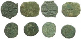 The Byzantine Empire. Multiple lot of 4 unclassified AE denominations. 6th-9th cenrury. AE. VF:F.