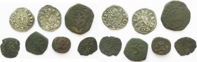 Medieval. Multiple lot of 5 unclassified AE denominations and 2 unclassified BI Denarii; including Italy and Sicily. AE and BI. Good VF:About VF:F.