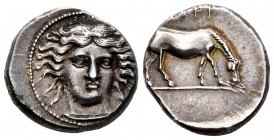 Thessaly. Larissa. Dracma. 356-342 BC. (BMC.7 pl. 6/10). (Gc-2790). Anv.: Legend ΣΙΜΟ in very small letters, above the head of the nymph Larissa, look...