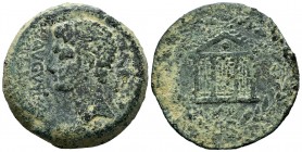Gades. Sestercio o Dupondio. 27 BC-14 AD. Cadiz. (Abh-1385 var). (Acip-3325a). Anv.: Head of Augustus to left with external straight legend AVGVST(VS)...