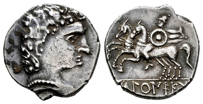 Ikalkusken. Denarius. 120-20 BC. Cuenca. (Abh-1402). (Acip-2084). (C-12). Anv.: ...