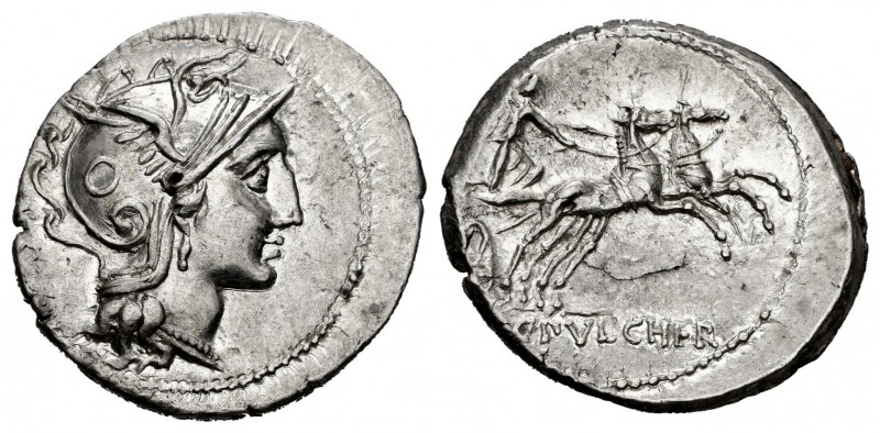 Claudia. C. Claudius Pulcher. Denarius. 110-109 BC. Rome. (Ffc-565). (Craw-300/1...
