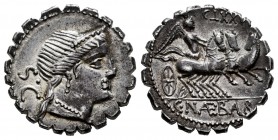 Naevius. C. Naevius Balbus. Denarius. 79 BC. Auxiliary mint of Rome. (Ffc-938). (Craw-382/1b). (Cal-1042). Anv.: Diademed head of Venus right, S.C. be...