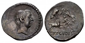 Livineia. L. Livineius Regulus. Denarius. 42 BC. Rome. (Ffc-811). (Craw-494/30). (Cal-899). Anv.: The head of the praetor, L. Livineius Regulus, right...