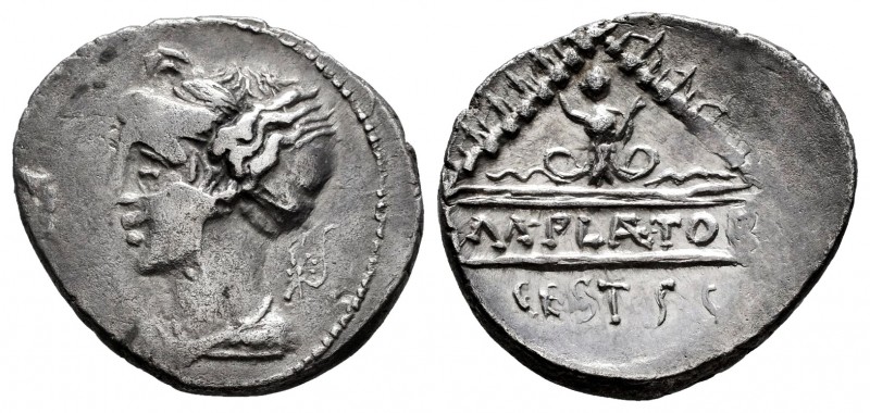 Plaetorius. M. Plaetorius M.f. Cestianus. Denarius. 69 BC. Rome. (Ffc-984). (Cra...