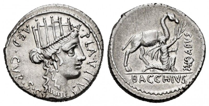 Plautius. A. Plautius. Denarius. 55 BC. Rome. (Ffc-1002). (Craw-431/1). (Cal-113...
