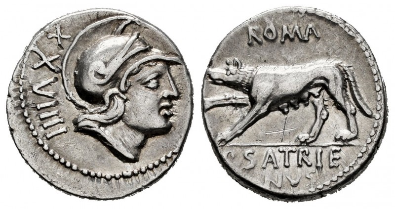 Satrienus. P. Satrienus. Denarius. 77 BC. Rome. (Ffc-1098). (Craw-388/1b). (Cal-...