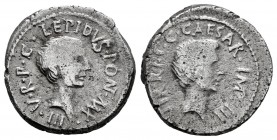 Lepidus and Octavian (Agustus). M. Aemilius Lepidus and Octavian. Denarius. 42 BD. Galia. (Ffc-2). (Craw-495a). (Cal-108). Anv.: Bare head of Lepidus ...