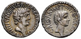 Mark Antony and Octavian. M. Barbatius Pollio, quaestor pro praetore. Denarius. 41 BC. Mint moving. Epheso?. (Ffc-9). (Craw-517/2). (Rsc-8a). Anv.: M•...
