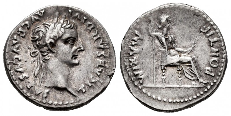Tiberius. Denarius. 14-37 AD. Rome. (Ric-30). Anv.: TI CAESAR DIVI AVG F AVGVSTV...