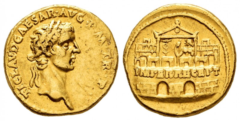 Claudius. Aureus. 41-42 AD. Lugdunum. (Ric-7). (Ch-4). (Cal-359). Anv.: TI CLAVD...
