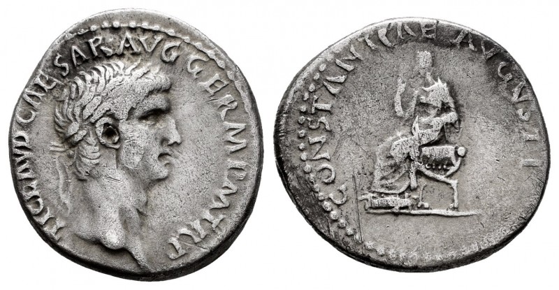 Claudius. Denarius. 41-42 AD. Rome. (Ric-14). (Bmcre-13). (Rsc-6). Anv.: TI CLAV...