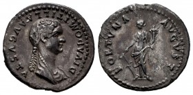 Domitilla. Denarius. 69 AD. Rome. struck under Domitian. (Ric-157). (Bmc-137). (C-3). Anv.: DIVA DOMITILLA AVGVSTA Draped bust of Diva Domitilla to ri...