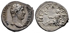Hadrian. Denarius. 130-133 AD. Rome. (Ric-1535). (Rsc-837). Anv.: HADRIANVS AVG COS III P P. Bare head right. Rev.: HISPANIA. Hispania reclining left,...