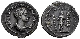 Diadumenian. Denarius. 217-218 AD. Rome. (Ric-102 Macrinus). (Bmcre-87 Macrinus). (Rsc-3). Anv.: M OPEL ANT DIADVMENIAN CAES, bare headed, draped and ...