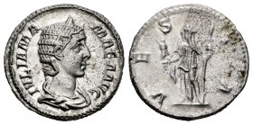 Julia Mamaea. Denarius. 226 AD. Rome. (Ric-360 Alexander). (Bmcre-381). (Rsc-81). Anv.: IVLIA MAMAEA AVG, diademed and draped bust right. Rev.: VESTA,...