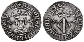 The Crown of Aragon. Alfonso V (1416-1458). 1 real. Valencia. (Cru-864.2). (Cru C.G-2097 d). Anv.: +ALFONSUS: DI: GRA: REX: ARAGO. Rev.: +VALENCIE: MA...