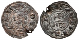 Kingdom of Castille and Leon. Alfonso VII (1126-1157). Dinero. Toledo. (Bautista-44). (Mozo-A7:2.1?). Anv.: X TOLETVLA. Rev.: ANFVS REX. Ve. 0,63 g. P...