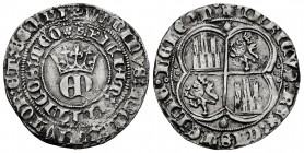 Kingdom of Castille and Leon. Enrique II (1368-1379). 1 real. Coruña. (Bautista-556.10). (Abh-404.6 var). Ag. 3,01 g. Two scallops at the ends of the ...